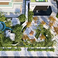 Modern Residential Landscape Featuring Green Roofs Trees Walkways And Recreational Areas