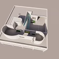 Modern Detached Villa With White Exterior Large Windows And Open Structure Under Blue Sky