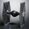 Highly Detailed TIE Fighter Model With Metallic Finish And Sharp Wing Design