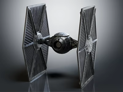 Highly Detailed TIE Fighter Model With Metallic Finish And Sharp Wing Design 3d model
