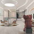 Modern Beauty Hair Salon Interior With Styling Chairs Round Mirrors And Decorative Sculpture