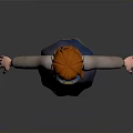 3D Animated Female Character With Red Hair Blue Gradient Dress Long Sleeves And Brown Shoes