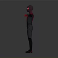 Spider Man 3D Model In Black Red Costume With Spider Logo And Outstretched Arms