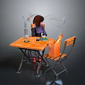 Transparent Protective Shield Covering Wooden Table With Chair And Shopping Bag