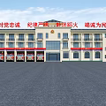Multi story Fire Station Building With Parked Fire Trucks And Open Front Square 3d model
