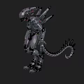 Futuristic Robotic Creature With Metallic Armor Spiked Tail And Sharp Limbs 3d model