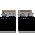 Modern Kitchen Appliances with Built in Stove Range Hood LED Lighting and Black Design