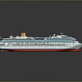 Luxury Cruise Yacht Exterior With Blue Decks And Red Hull