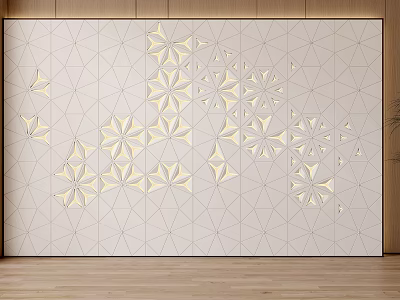 Decorative Modern Sofa Background Wall With 3D Geometric Patterns And Gold Accents 3d model