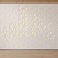 Decorative Modern Sofa Background Wall With 3D Geometric Patterns And Gold Accents 3d model