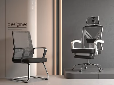 Modern Office Chairs With Mesh Back And Metal Frame Designer Collection 3d model