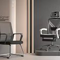 Modern Office Chairs With Mesh Back And Metal Frame Designer Collection 3d model