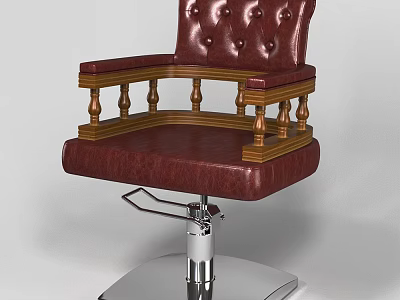 Classic Leather Office Chair With Tufted Backrest Wooden Armrests And Metal Base 3d model