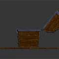 Open Wooden Treasure Chest Filled With Gold Coins And Jewels On Planks