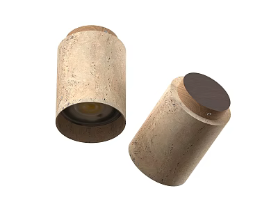 Modern Downlights And Spotlights With Natural Wooden Texture And Warm Light Design 3d model