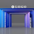 Blue Event Entrance Design With LOGO on Top and Welcome Street Heart Beat Text