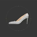 Elegant Silver High Heels With Sparkling Sequins And Thin Shiny Heels 3d model