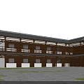 Traditional Ancient Chinese Architecture With Wooden Structure Overhanging Eaves And Courtyard Design
