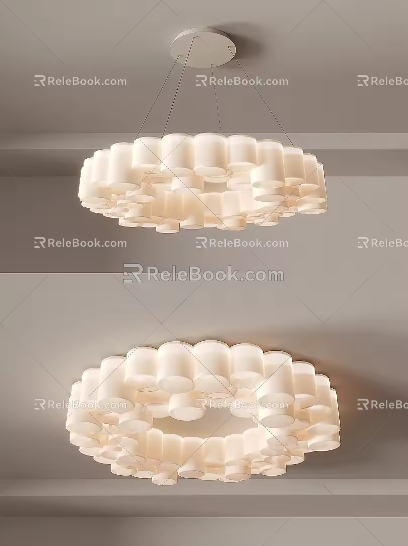 Modern lamp combination simple chandelier chandelier dining hall lamp study lamp art chandelier combination 3d model