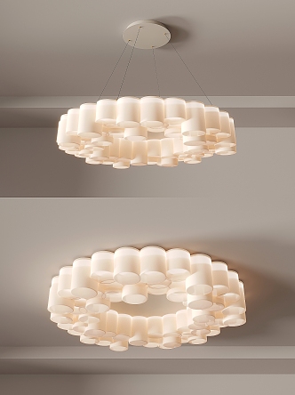 Modern lamp combination simple chandelier dining hall lamp study lamp art chandelier combination 3d model