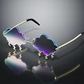 Stylish Cloud Shaped Sunglasses with Gradient Tinted Lenses Lightning Decorations Gold Frame and Black Temples