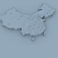 China Blue Map Science and Technology Map of China 3d model
