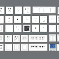 Various Modern Switch Panels With Sockets USB Ports And Digital Display Designs 3d model