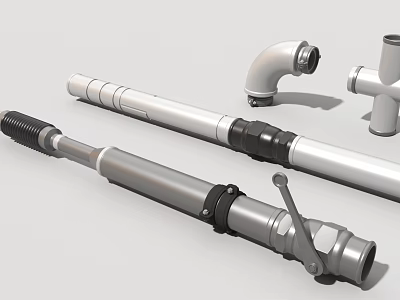 Industrial Piping Equipment With Metal Pipes Elbows Tees And Valve Components 3d model