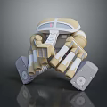Mechanical Combat Weapon With Multiple Arms Beige Gray Design And Red Accents 3d model