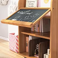 Kids Wooden Bookshelf With Chalkboard Panel Books Toys Storage Box Star Decor And Wall Art