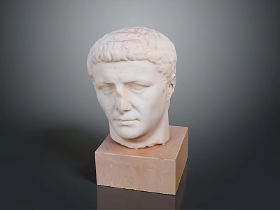 Decorative Marble Base Stand Furniture Supporting Classical White Sculpture Head 3d model