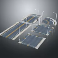 Realistic Road Traffic Model Featuring Street Lights Intersection Lanes And Pavement 3d model