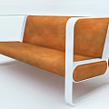 Modern Orange Blue Sofa and Teapoy Set With White Frame and Stylish Design
