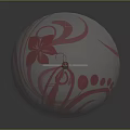 Traditional Hanging Ornament With Red Floral Spherical Top And Plum Blossom Rectangular Panel