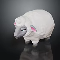 Low Poly Character Creature Sheep With White Wool Pink Ears Dark Background And Reflection Design 3d model