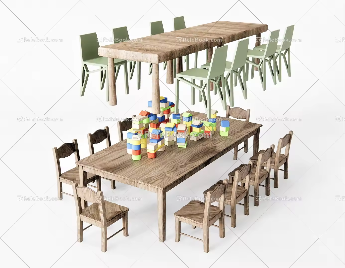 Modern Children's Table and Chair Leisure Table and Chair Dining Table Office Table and Chair Toy Log Table and Chair 3d model