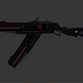 Futuristic Sci Fi Weapon Design With Black Body And Red Accent Details