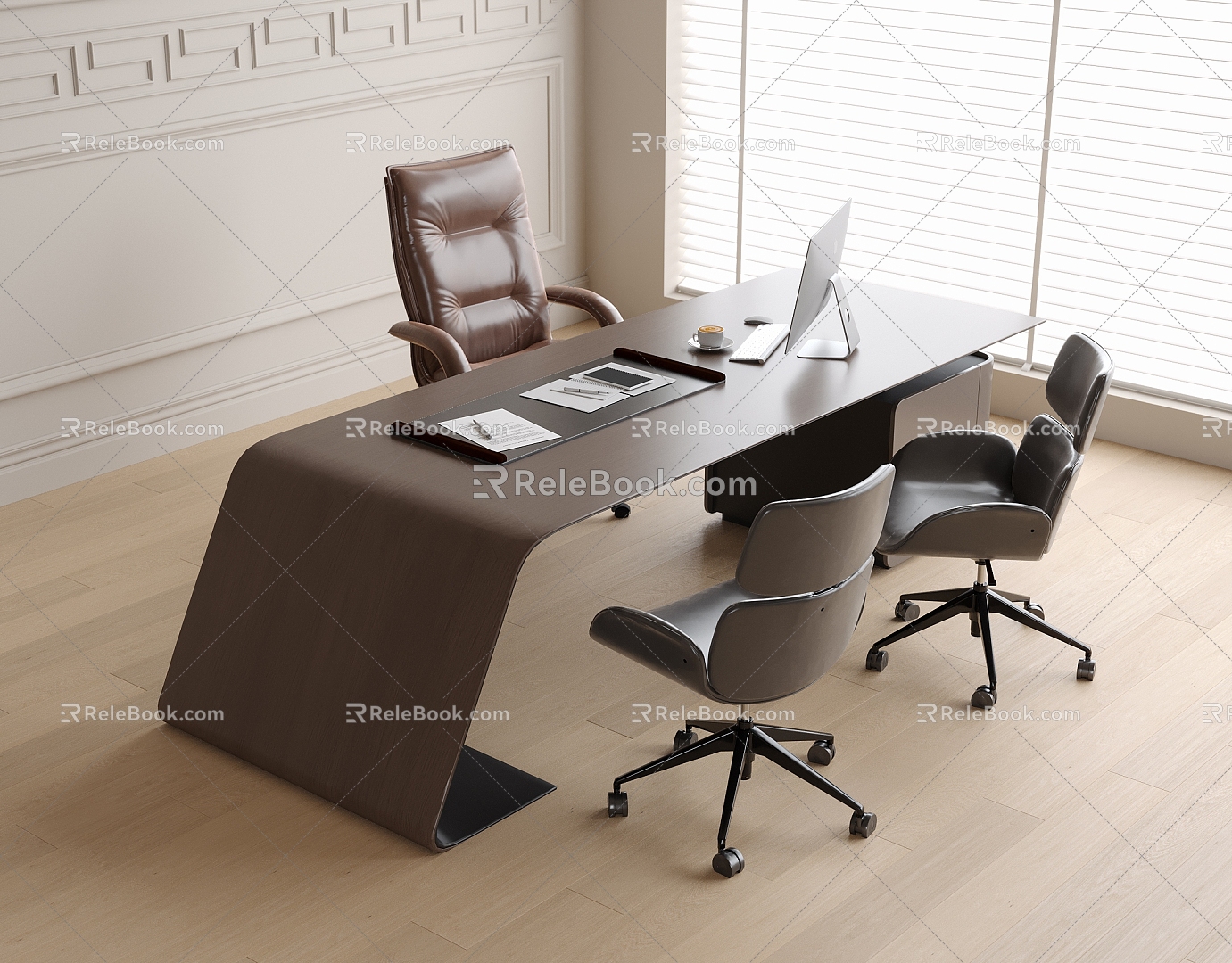 Modern Boss Office Desk and Chair Manager Office Desk and Chair Office Chair 3d model