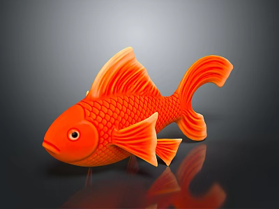 Vibrant Orange Goldfish with Shiny Scales and Flowing Fins Swimming in a Clear Aquarium Tank 3d model