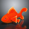 Vibrant Orange Goldfish with Shiny Scales and Flowing Fins Swimming in a Clear Aquarium Tank