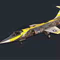 Yellow Accented Gray U.S. Air Force Fighter Jet With Sharp Nose And Aerodynamic Design 3d model