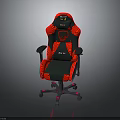 Ergonomic Gaming Chair with Black Red Patterned Design Armrests and Wheeled Base