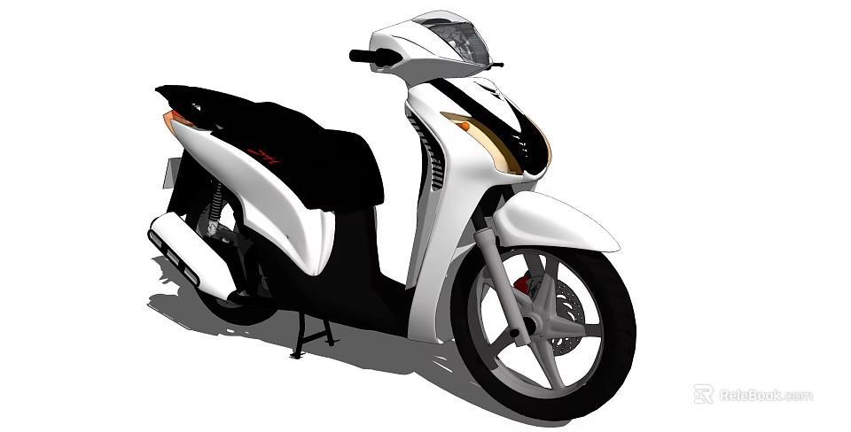 White and Black Scooter with Modern Design Orange Accents Stylish Body and Seat 3d model 