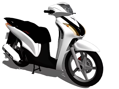 White and Black Scooter with Modern Design Orange Accents Stylish Body and Seat 3d model
