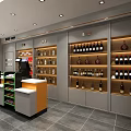 Supermarket Grocery Store Interior With Organized Shelves Various Products Refrigerators And Checkout Counter
