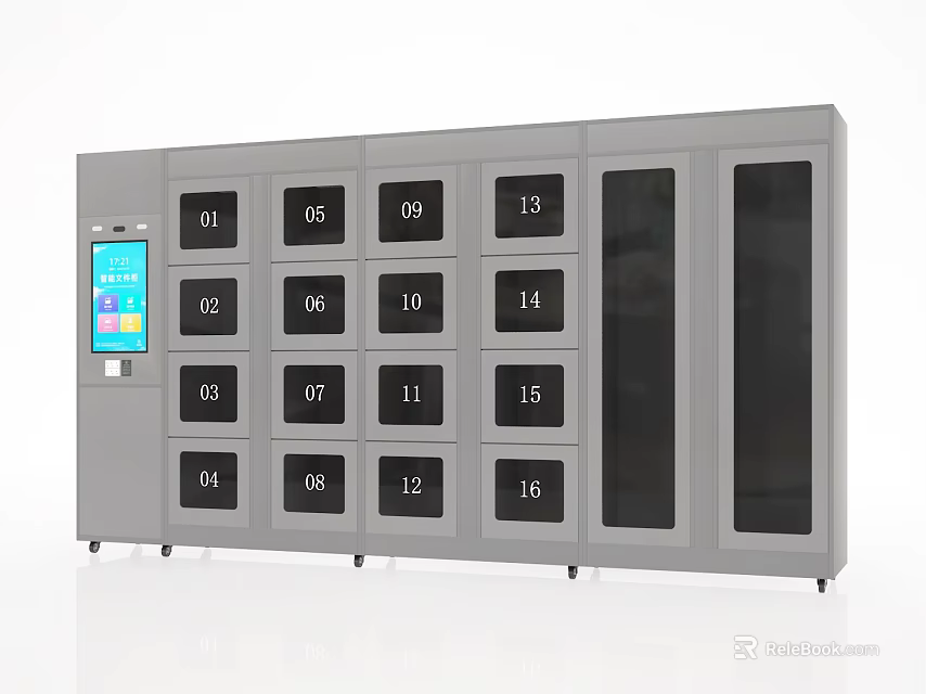 Smart Locker System With Numbered Compartments And Digital Control Panel 3d model