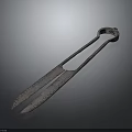 Rustic Metal Hardware Tool Tongs Featuring Long Handle And Double Tips Isolated On Dark Background 3d model