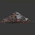 Red and Gray Construction Debris Pile with Various Broken Stones and Bricks