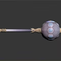 Ornate Fantasy Hammer Weapon Design With Metallic Handle And Glowing Blue Details