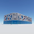 Innovative Commercial Complex Architectural Design With Colorful Geometric Patterns And Glass Facade